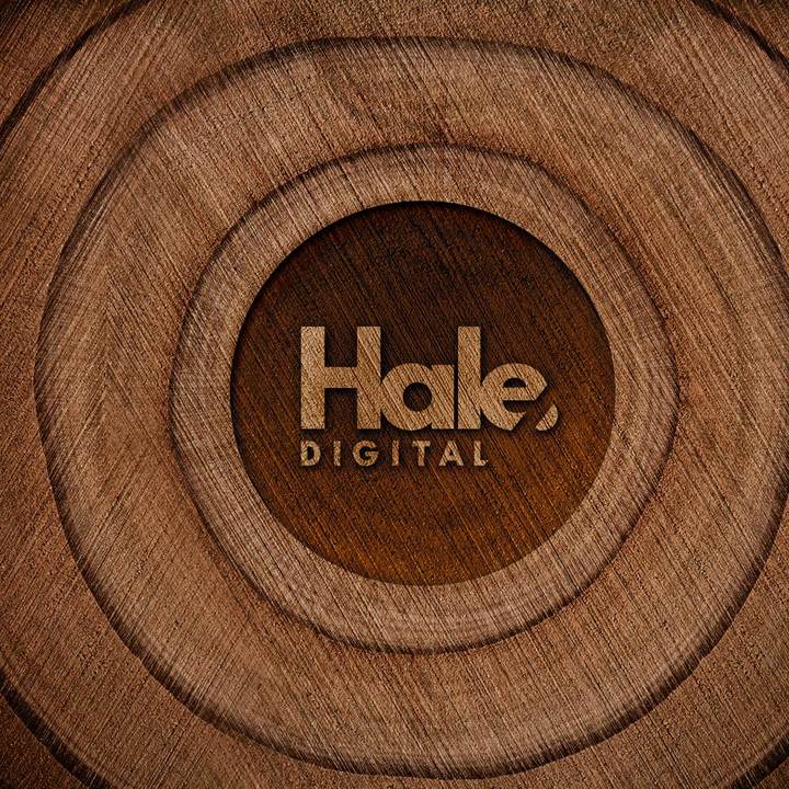 The Hale Digital logo carved into the centre of a tree&rsquo;s growth rings